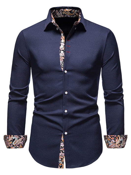 Men's Dress Shirt Button Up Shirt Collared Shirt Abstract Black White Wine Navy Blue Daily Long Sleeve Clothing Apparel Simple Elegant Formal Classic