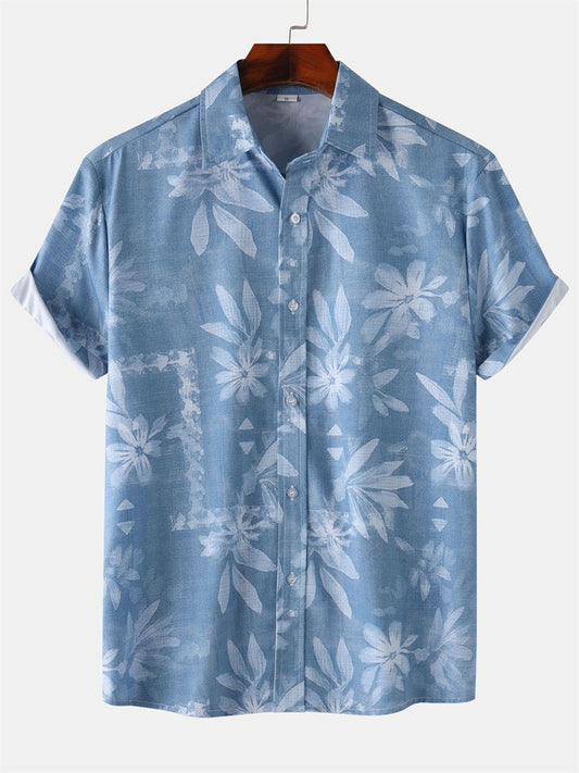Men's Summer New Men's Printed Floral Short-sleeved Shirt