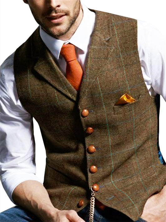 Men's Suit Vest Men's Casual Vest Slim-Fit Striped Vest