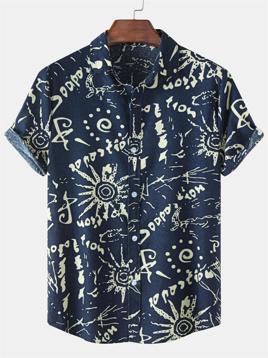 Summer New Men's Short-sleeved Floral Shirt Fashion Shirt Big Size Loose Half-sleeved Shirt Clothing
