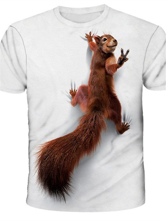 Men's T shirt Tee Tee Funny T Shirts Graphic Animal Squirrel Round Neck Sea Blue Green Blue Yellow Red 3D Print Daily Holiday Short Sleeve Print Clothing Apparel Basic Streetwear Exaggerated Designer