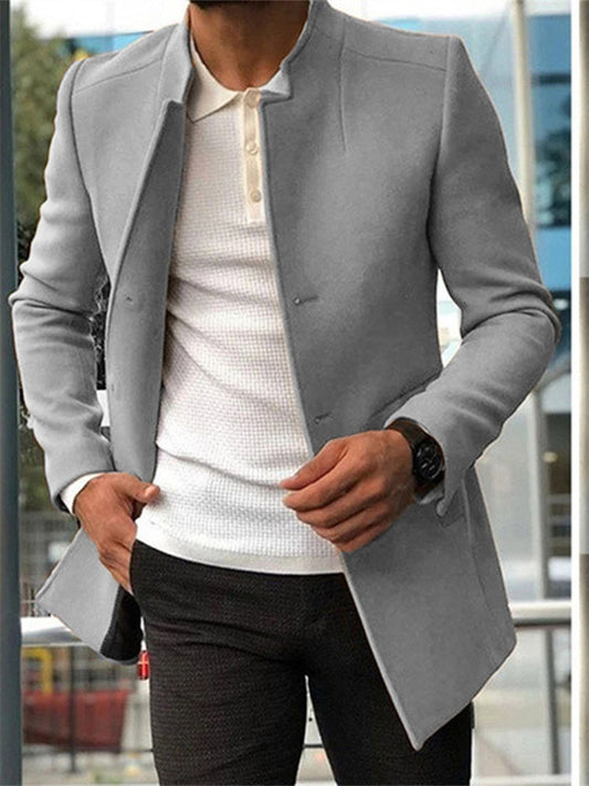 Casual Men's Youth Suit Autumn New Trend Men Solid Color Slim Tweed Jacket