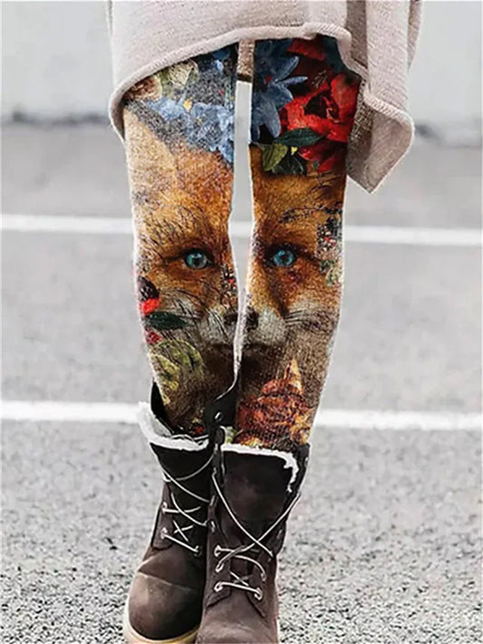 Women's Tights Leggings Black Green Black / White ArmyGreen Mid Waist Fashion Designer Tights Daily Print High Elasticity Full Length Tummy Control Leaf S M L XL 2XL