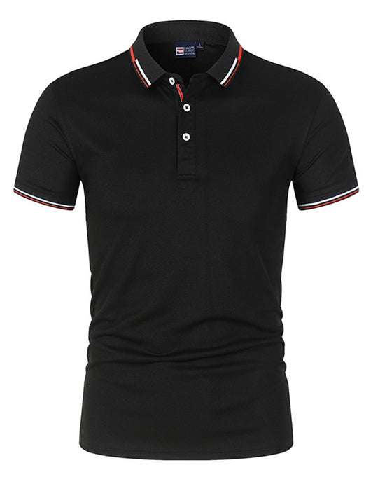 New Solid Color Men's Polo Shirt Large Size Collar T-shirt Short-sleeved