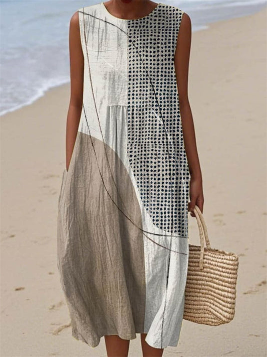 New 3D-Printed Round-Neck Fashionable Women's Summer Sleeveless Dress 5