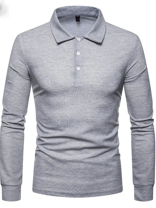 Autumn/Winter Men's Fashion Color Collar Slim-Fit Casual Long-Sleeve Polo Shirt