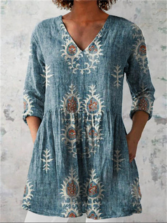 Women's New Arrival 3D Printed Fashion Floral Casual V-Neck Plus Size Top