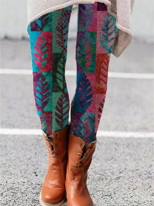 Women's Elastic Waist Printed Slimming Leggings Pencil Pants