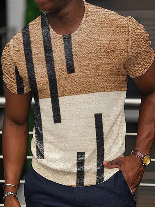 Men's Fashionable Summer 3D-Printed Minimalist Trendy Short-Sleeve T-Shirt