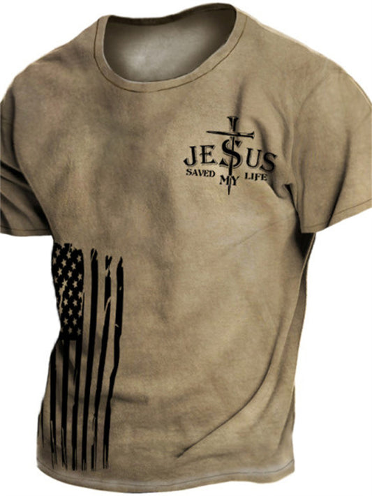 Men's T Shirt Tee Graphic Tee Letter Templar Cross Crew Neck Black Red Navy Blue Green Gray 3D Print Plus Size Street Casual Short Sleeve Print Clothing Apparel Basic Vintage Fashion Designer