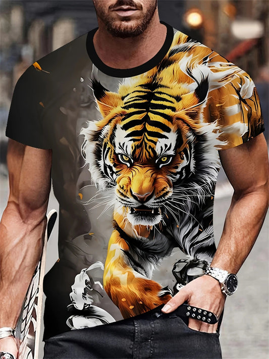 Summer New Arrival Men's Fashion Animal Series 3D Printed Crew Neck Short Sleeve T-Shirt