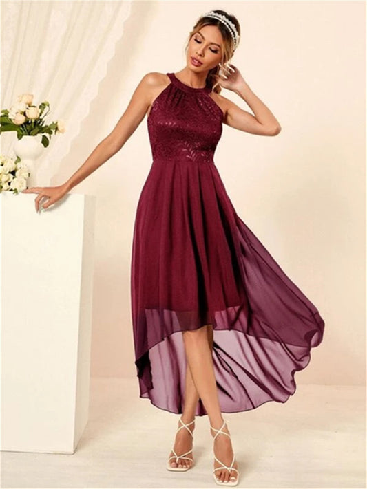 Women's Party Dress Lace Dress Homecoming Dress Midi Dress Pink Wine Purple Sleeveless Pure Color Lace Summer Spring Crew Neck Party Birthday Evening Party Wedding Guest 2023 S M L XL 2XL / Vacation
