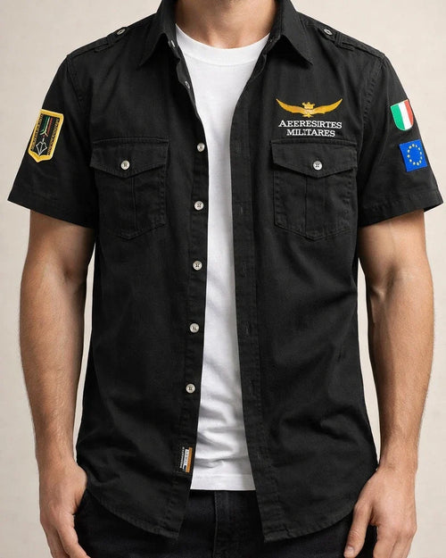 Air Force One Cotton Men's Short Sleeve Shirt Military Green Shirt Embroidered Shirt Men's Half Sleeve | JRSEE:87d843c9-33ad-4314-a066-69d1a855b20a