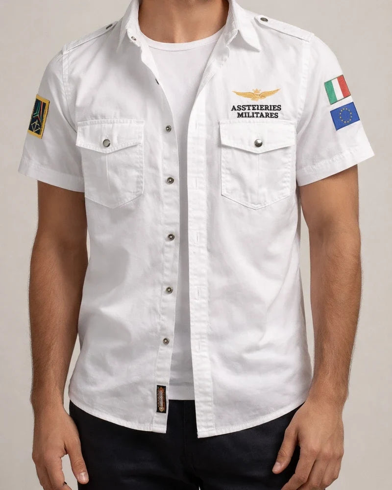 Air Force One Cotton Men's Short Sleeve Shirt Military Green Shirt Embroidered Shirt Men's Half Sleeve | JRSEE:c3f4a1fa-12b9-4b38-a62b-18c9d87030d3
