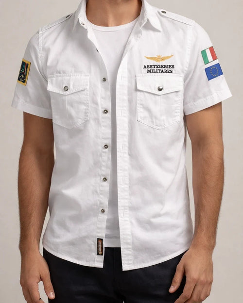 Air Force One Cotton Men's Short Sleeve Shirt Military Green Shirt Embroidered Shirt Men's Half Sleeve | JRSEE:c3f4a1fa-12b9-4b38-a62b-18c9d87030d3