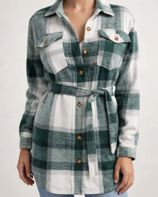 Autumn and Winter Casual Color Collision Plaid Lapel Long-sleeved Belted Thickened Tweed Jacket Explosive Women's Clothing | JRSEE:e88d8528-f9cc-4c5a-b15c-1af92f2b3261