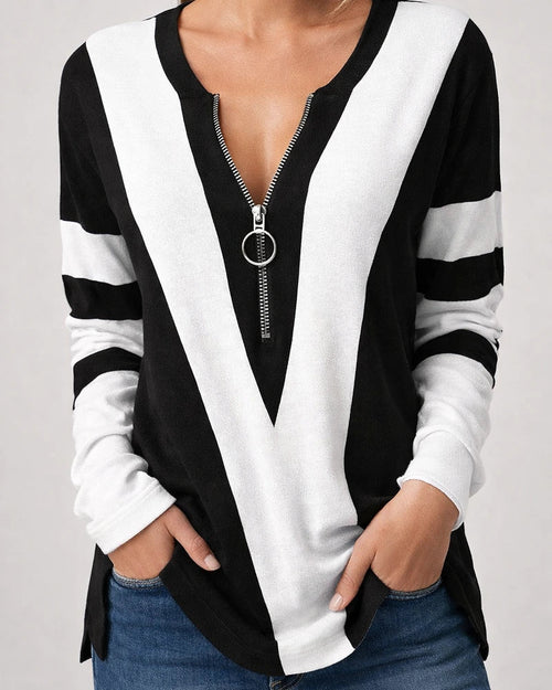 Autumn and Winter Explosion Models Women's V-neck Zipper Personalized Printing Women's Long-sleeved Women's Sweater | JRSEE:aceb7117-30e5-4aeb-a12e-72db2fceeedf