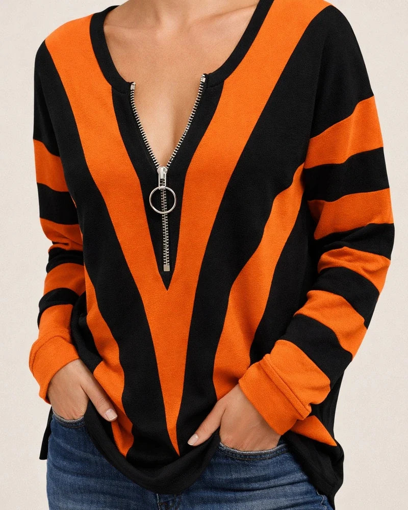 Autumn and Winter Explosion Models Women's V-neck Zipper Personalized Printing Women's Long-sleeved Women's Sweater | JRSEE:9787998b-0c59-4282-98a1-2a3041bb3274