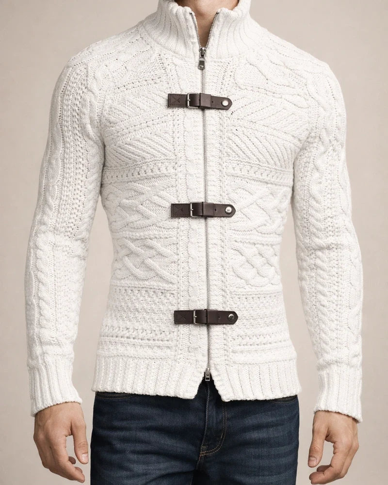 Autumn and Winter High-neck Sweater Men's Leather Buckle Long-sleeved Knitted Cardigan Jacket Large Size Commuter Men's Clothing | JRSEE:4bfdf41f-241e-4bcf-818c-53f6f71093fd