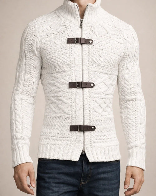 Autumn and Winter High-neck Sweater Men's Leather Buckle Long-sleeved Knitted Cardigan Jacket Large Size Commuter Men's Clothing | JRSEE:4bfdf41f-241e-4bcf-818c-53f6f71093fd