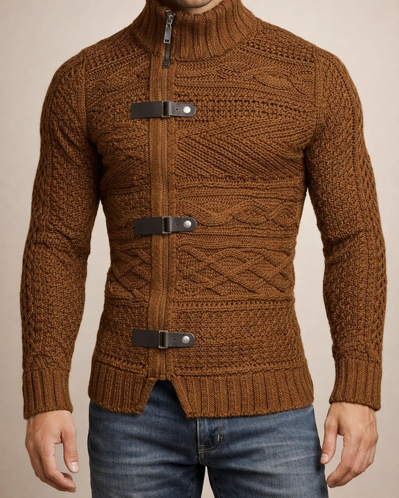 Autumn and Winter High-neck Sweater Men's Leather Buckle Long-sleeved Knitted Cardigan Jacket Large Size Commuter Men's Clothing | JRSEE:7bfde3d6-ea0b-44c3-ab34-50ebd4b2f466