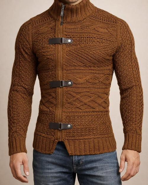 Autumn and Winter High-neck Sweater Men's Leather Buckle Long-sleeved Knitted Cardigan Jacket Large Size Commuter Men's Clothing | JRSEE:7bfde3d6-ea0b-44c3-ab34-50ebd4b2f466