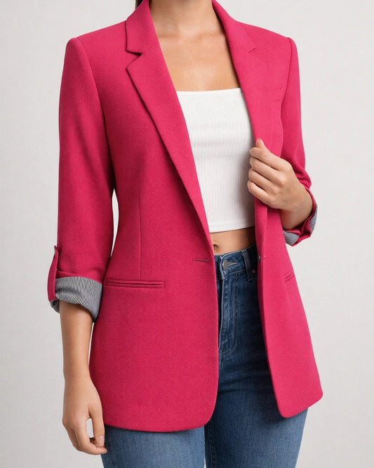 Autumn and Winter Jacket Splicing Lapel Slim-type Cardigan Seven-minute Sleeve Suit Temperament Commuting Solid Color Suit | JRSEE:148c1216-c540-4bfa-b9a4-40793ceda087