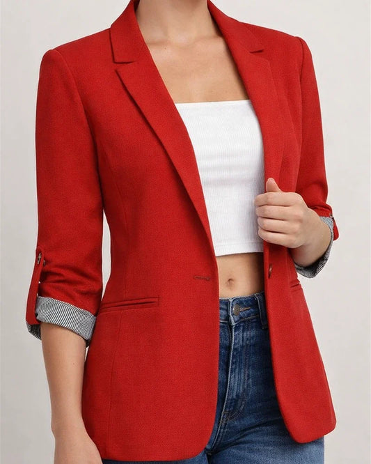 Autumn and Winter Jacket Splicing Lapel Slim-type Cardigan Seven-minute Sleeve Suit Temperament Commuting Solid Color Suit | JRSEE:1be9ede0-2a30-485d-b393-75995e5b1d3a