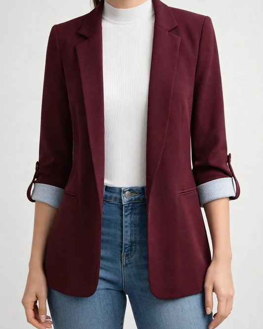 Autumn and Winter Jacket Splicing Lapel Slim-type Cardigan Seven-minute Sleeve Suit Temperament Commuting Solid Color Suit | JRSEE:8f07a504-bed8-4eb0-9b53-9a75349a9b5b