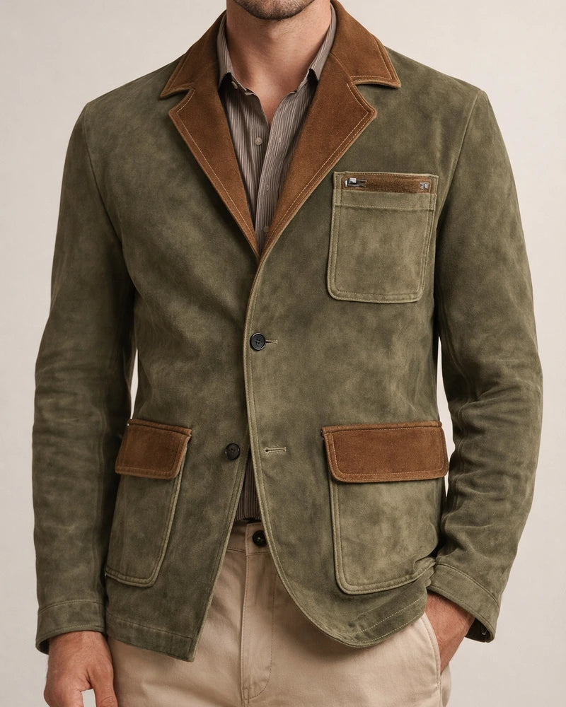 Autumn and Winter Men's Retro Suede Colorblocking Lapel Jacket | JRSEE:ca95dd87-52c8-4cc0-a0a7-1a7e3e6ef1c1