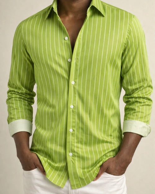 Autumn and Winter Men's Striped Lapel Cardigan Striped Long-sleeved Shirt Dark Shirt | JRSEE:8034f6c6-26b6-4786-8eab-22cab0324741