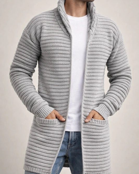 Autumn and Winter New Cardigan Men's Solid Color High Neck Long Sleeve Knitted Sweater Sweater Loose Type Jacket | JRSEE:db7cc170-7999-4d6a-a505-300c19fad79e