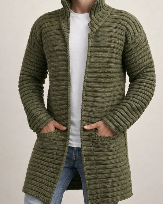 Autumn and Winter New Cardigan Men's Solid Color High Neck Long Sleeve Knitted Sweater Sweater Loose Type Jacket | JRSEE:52c88c70-0ab9-40f4-a35d-dc561cc6e02d