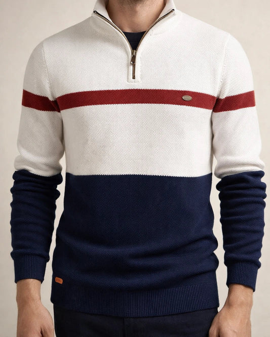 Autumn and Winter New Collar Men's Sweater Half-zipper Colorblocking Sweater | JRSEE:653574c4-d5e1-456c-a321-8c2c849f34ec