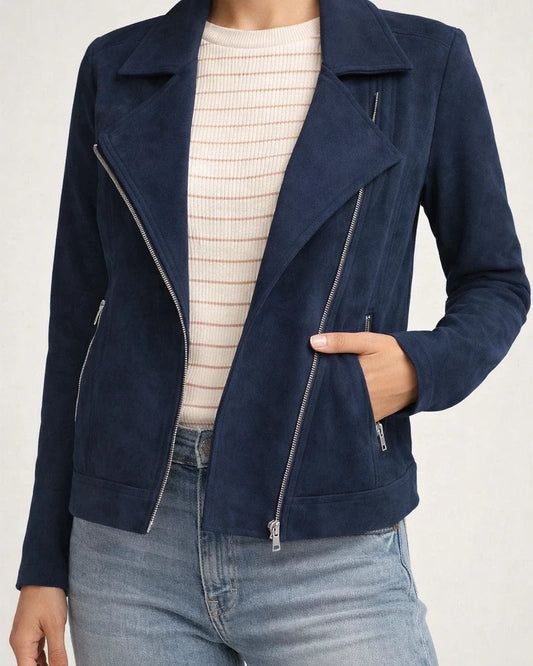 Autumn and Winter New Fashion Faux Deerskin Biker Jacket Solid Color Zipper Pocket Short Jacket | JRSEE:3ecb7f26-07b8-4658-be31-098ca6b860b3