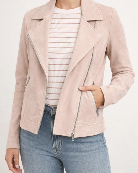 Autumn and Winter New Fashion Faux Deerskin Biker Jacket Solid Color Zipper Pocket Short Jacket | JRSEE:f8b83387-2fac-4b22-98ee-1e538de7be05