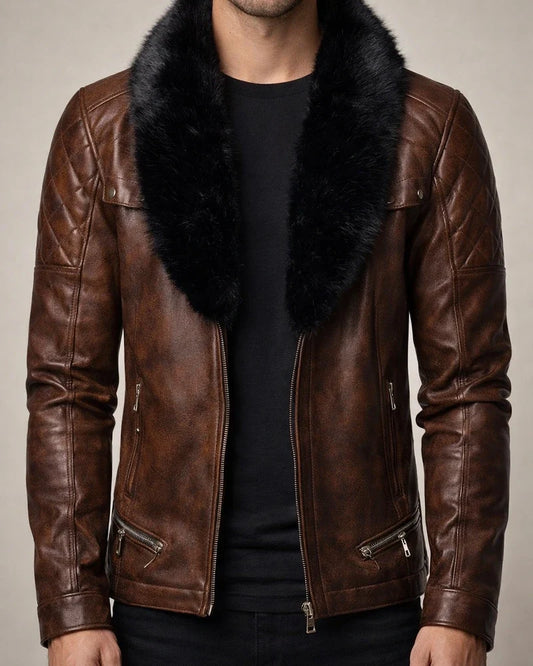 Autumn and Winter New Fashion Solid Color Button Collar Men's Leather Jacket | JRSEE:15bcf35f-77c2-4e1b-b26c-fcab8251734a