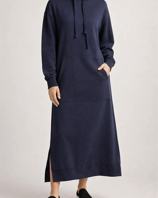 Autumn and Winter New Loose Big Yards Knitted Hooded Long Dress Padded Sweater Casual Fashion Dress Big Pockets Skirt | JRSEE:57b2e8f7-95f0-4c80-8547-135120cf522b