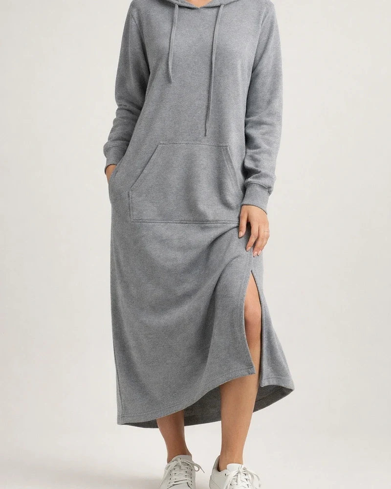 Autumn and Winter New Loose Big Yards Knitted Hooded Long Dress Padded Sweater Casual Fashion Dress Big Pockets Skirt | JRSEE:34defbd1-2e5e-4461-b6ee-35c719ab7414