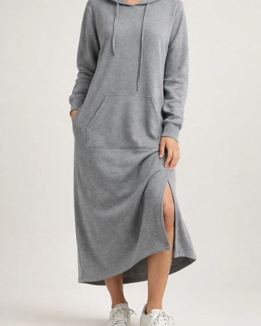 Autumn and Winter New Loose Big Yards Knitted Hooded Long Dress Padded Sweater Casual Fashion Dress Big Pockets Skirt | JRSEE:34defbd1-2e5e-4461-b6ee-35c719ab7414