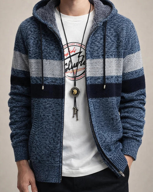 Autumn and Winter New Men's Color Blocking Knit Sweater Youth Collar Sweater Cardigan Padded Baseball Collar Jacket | JRSEE:3f2bff94-f05b-4cd4-afe9-2a113a88394d