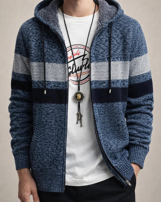 Autumn and Winter New Men's Color Blocking Knit Sweater Youth Collar Sweater Cardigan Padded Baseball Collar Jacket | JRSEE:3f2bff94-f05b-4cd4-afe9-2a113a88394d