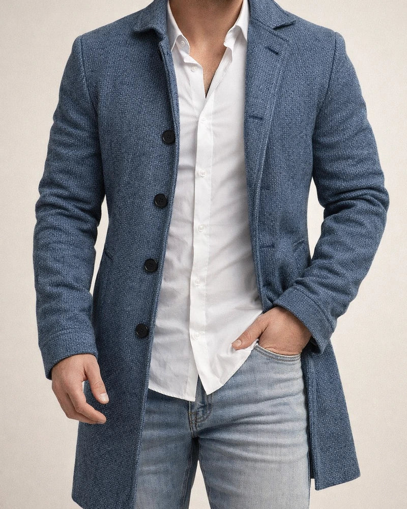 Autumn and Winter New Men's Tweed Stand-up Collar in The Long Casual Slim-type Explosion of Single-breasted Tweed Coat | JRSEE:21a65e96-60c9-41e5-9de1-2358a50c413d