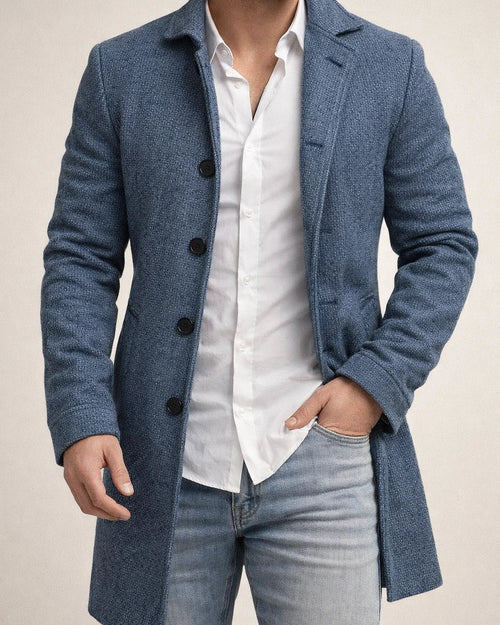 Autumn and Winter New Men's Tweed Stand-up Collar in The Long Casual Slim-type Explosion of Single-breasted Tweed Coat | JRSEE:21a65e96-60c9-41e5-9de1-2358a50c413d
