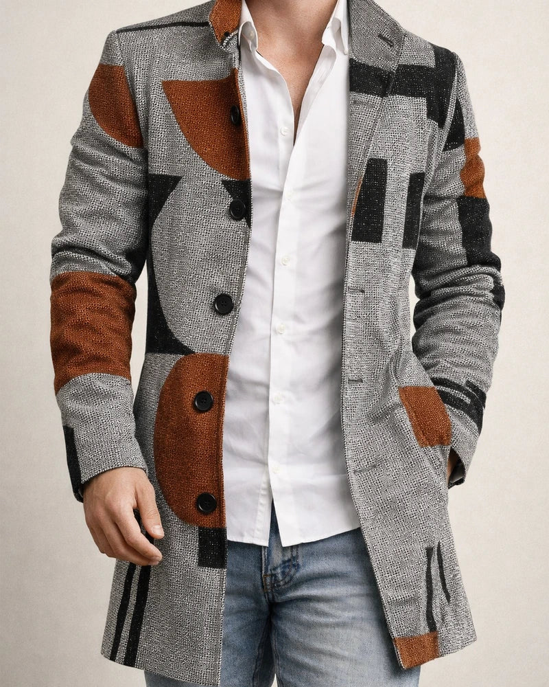 Autumn and Winter New Men's Tweed Stand-up Collar in The Long Casual Slim-type Explosion of Single-breasted Tweed Coat | JRSEE:88d73b41-16ef-4ed6-b8f0-16d5179436bf