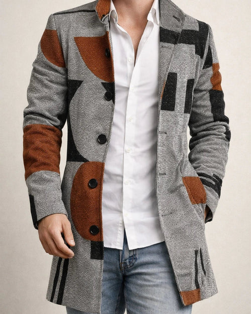 Autumn and Winter New Men's Tweed Stand-up Collar in The Long Casual Slim-type Explosion of Single-breasted Tweed Coat | JRSEE:88d73b41-16ef-4ed6-b8f0-16d5179436bf