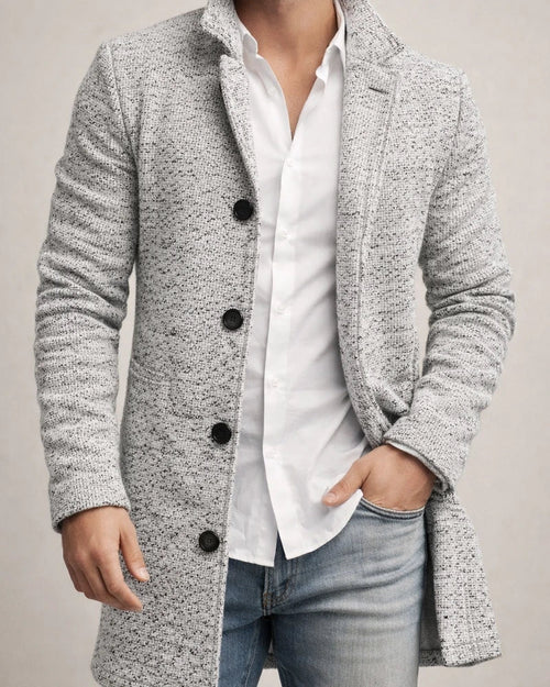 Autumn and Winter New Men's Tweed Stand-up Collar in The Long Casual Slim-type Explosion of Single-breasted Tweed Coat | JRSEE:8fd4af5b-33a0-44ea-8df4-fb63f059f8ac