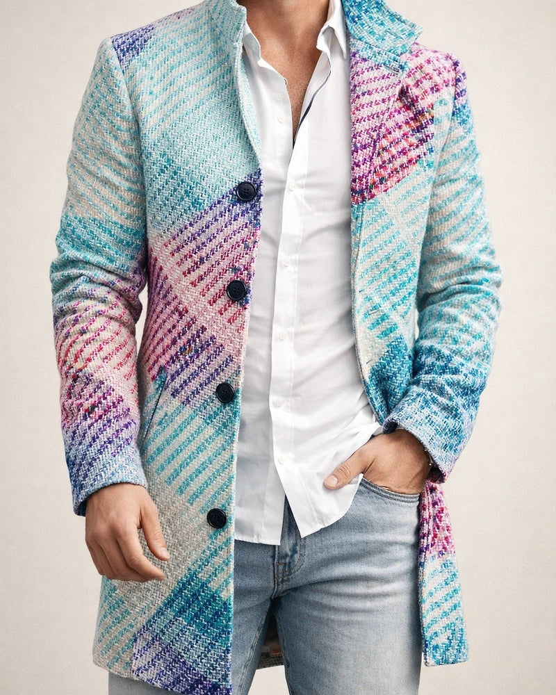 Autumn and Winter New Men's Tweed Stand-up Collar in The Long Casual Slim-type Explosion of Single-breasted Tweed Coat | JRSEE:c33f2efd-b5f9-45dd-b715-e49bde1fa305