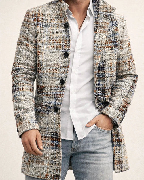 Autumn and Winter New Men's Tweed Stand-up Collar in The Long Casual Slim-type Explosion of Single-breasted Tweed Coat | JRSEE:6574c37e-9a4b-4a1d-a9f2-55d44a516076