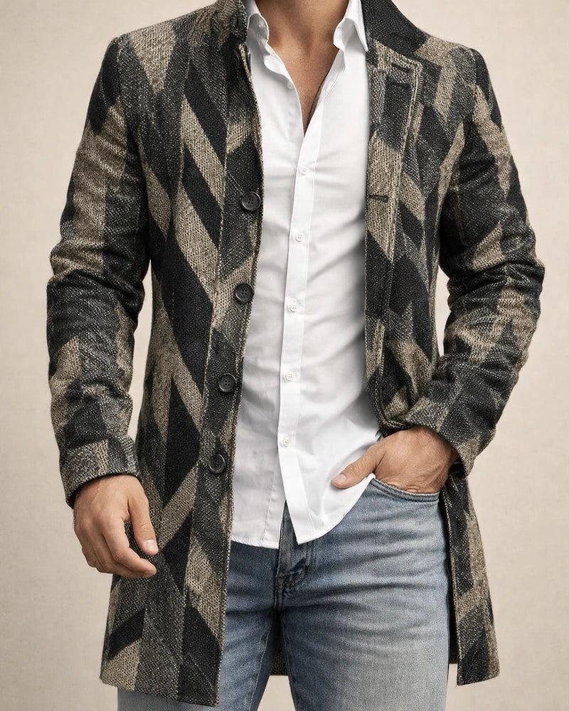 Autumn and Winter New Men's Tweed Stand-up Collar in The Long Casual Slim-type Explosion of Single-breasted Tweed Coat | JRSEE:51a0f0f9-5356-4463-8033-b07d388c122b